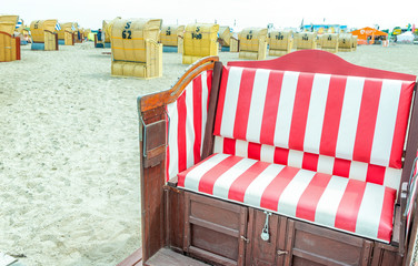 Colourful beach chairs in Travemunde, Germany