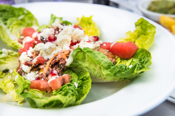 Salad from Quinoa, Black Barley, Watermelon and Feta