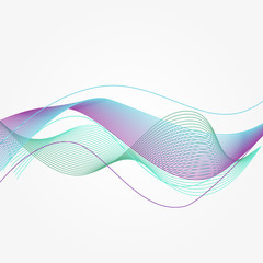 Blue Vector music sound waves. Abstract energy curve flow in modern style