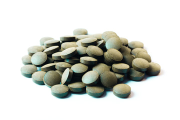Spirulina pills isolated