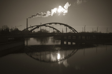Bridge on the river Mukhavets in Brest, Belarus