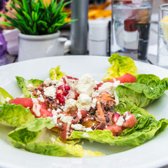 Salad from Quinoa, Black Barley, Watermelon and Feta