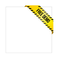 Yellow caution tape with words 'Free Demo'