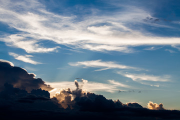 colorful dramatic sky with cloud at sunset