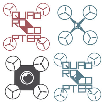 
Vector illustration depicting the logo in the form of a quadro-copter on white background