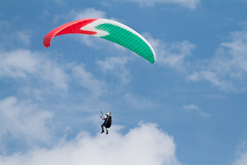 A paraglider up in the sky