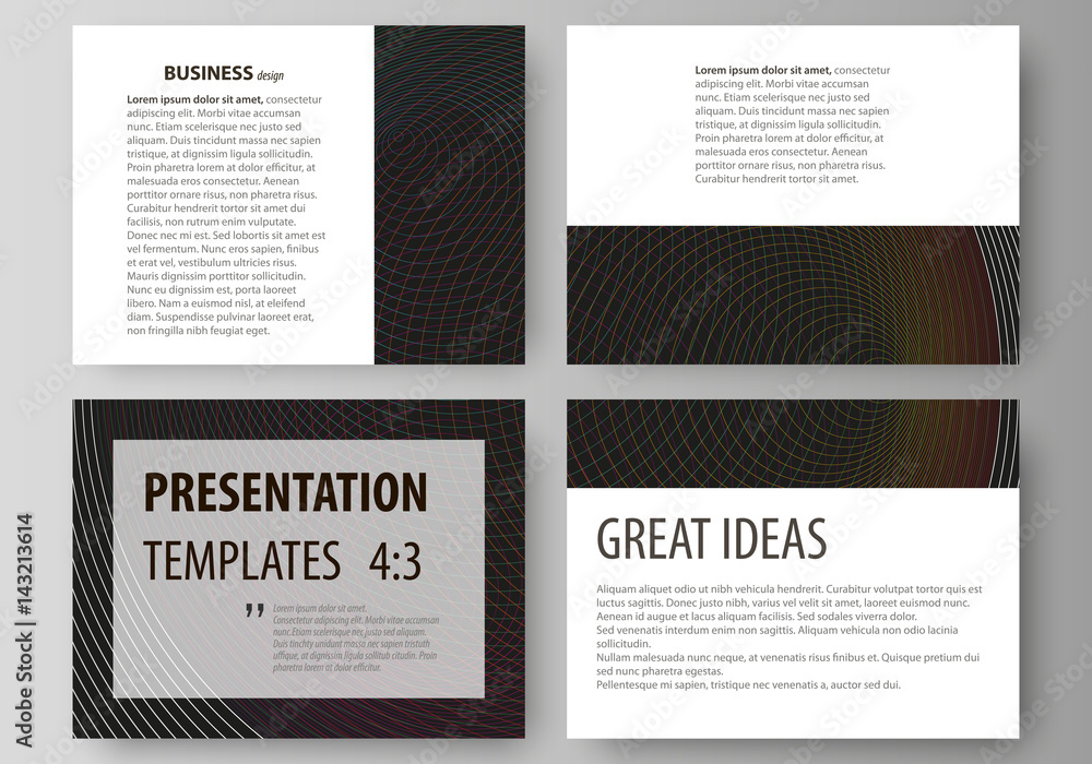 Poster set of business templates for presentation slides. easy editable vector layouts in flat design. dark