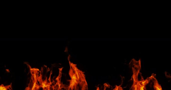 realistic fire flames burn movement frame on black background