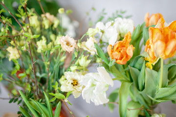 gerbera, tulips and mix of summer flowers