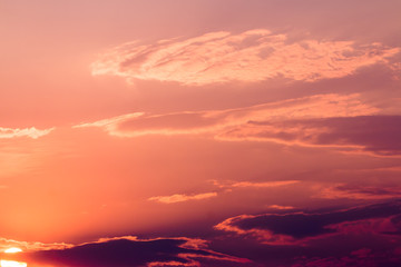 colorful dramatic sky with cloud at sunset
