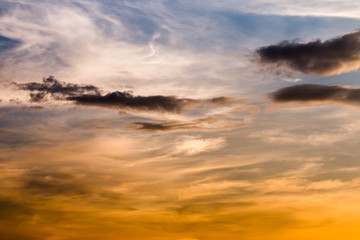 colorful dramatic sky with cloud at sunset