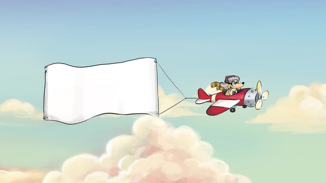 Avion con pancarta volando entre las nubes