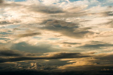 colorful dramatic sky with cloud at sunset