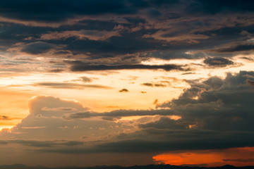 colorful dramatic sky with cloud at sunset