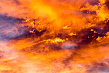 colorful dramatic sky with cloud at sunset