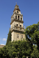 Fototapeta na wymiar Belfry Tower of the Mosque-Cathedral in Cordoba, Andalusia, Spain