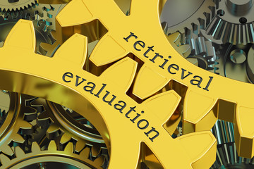 retrieval evaluation concept on the gearwheels, 3D rendering
