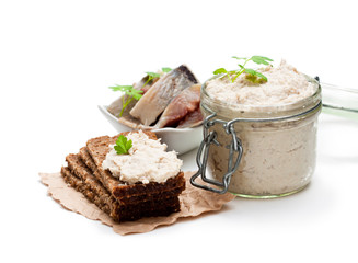Forshmak  paste from herring isolated on white