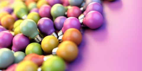 Infinite bulbs background, 3d rendering