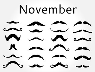 Mustache november vector set.