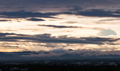 colorful dramatic sky with cloud at sunset