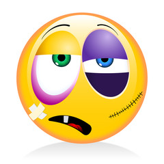 Emoji, emoticon - beaten-up