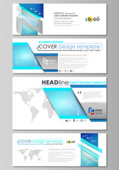 Social media and email headers set, modern banners. Abstract design templates, vector layouts in popular sizes. Chemistry pattern, molecule structure, medical DNA research. Medicine concept.