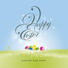 Happy Easter stars egg color background