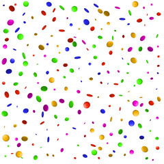 Colored 3d confetti flying on white background. Vector