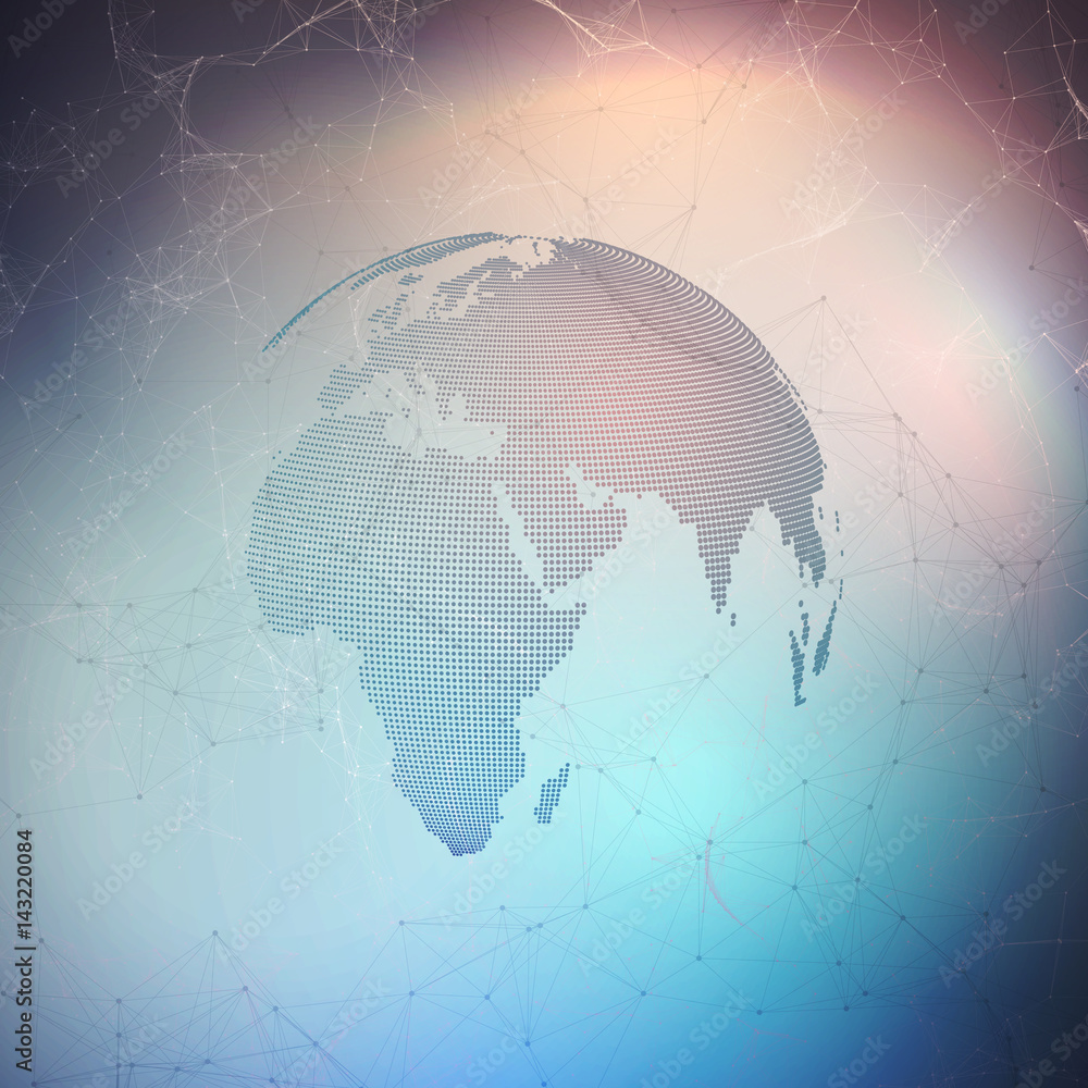 Aufkleber abstract futuristic network shapes. high tech background, connecting lines and dots, polygonal linea