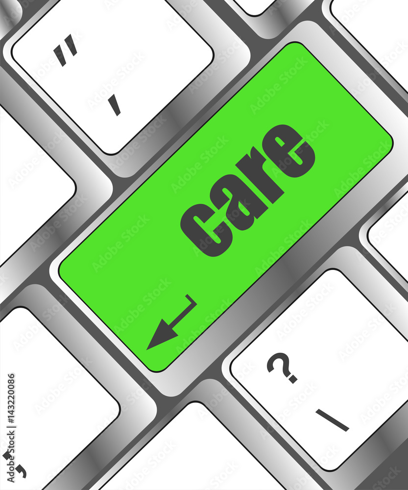 Aufkleber care concept with key on computer keyboard keys, social concept