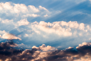 colorful dramatic sky with cloud at sunset
