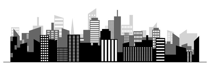 Black random city skyline Vector on white background.