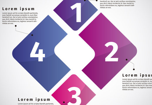 Multipurpose Four Section Numbered Diamond Infographic 
