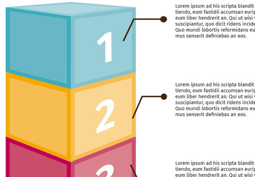 Blue Yellow Red 3D Stacked Block Infographic Template