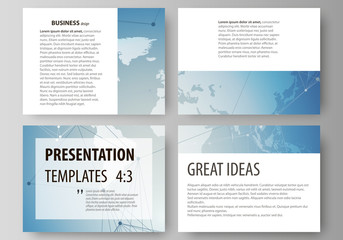 The minimalistic abstract vector illustration of the editable layout of the presentation slides design business templates. Polygonal geometric linear texture. Global network, dig data concept.