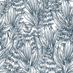 Wild flowers seamless pattern. Vintage floral background. Vector illustration