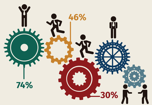 Business Infographic with Pictogram Icons and Gears