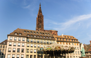 Fototapeta na wymiar Place Kleber and cathedral, Strasbourg, France