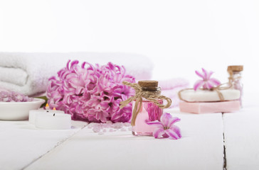 Spa background in range of pink and white.