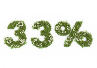 3D rendering of grass 33 percent discount isolated on white
