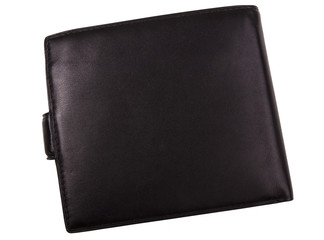 male black leather wallet isolated on white background