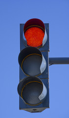 traffic light giving red light in the city