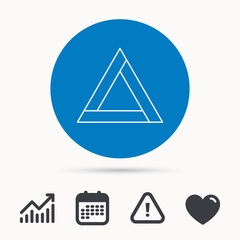 Emergency sign icon. Caution triangle sign. Calendar, attention sign and growth chart. Button with web icon. Vector