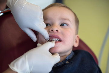 Little boy visiting dentist