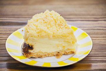 Delicious hot pie with cottage cheese on a plate