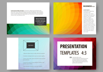 Set of business templates for presentation slides. Easy editable layouts, vector illustration. Colorful design background with abstract shapes, overlap effect.