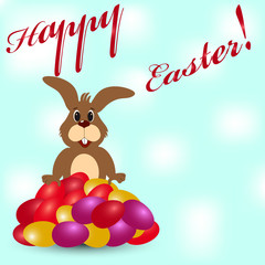 Easter card with rabbit. Happy Easter