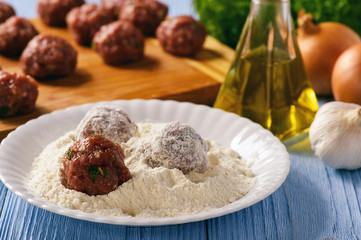 Greek meatballs (keftedes) -cooking process.