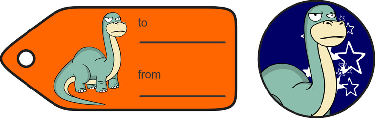 funny dinosaur large neck cartoon brontosaurus gift card in vector format © MARCO HAYASHI